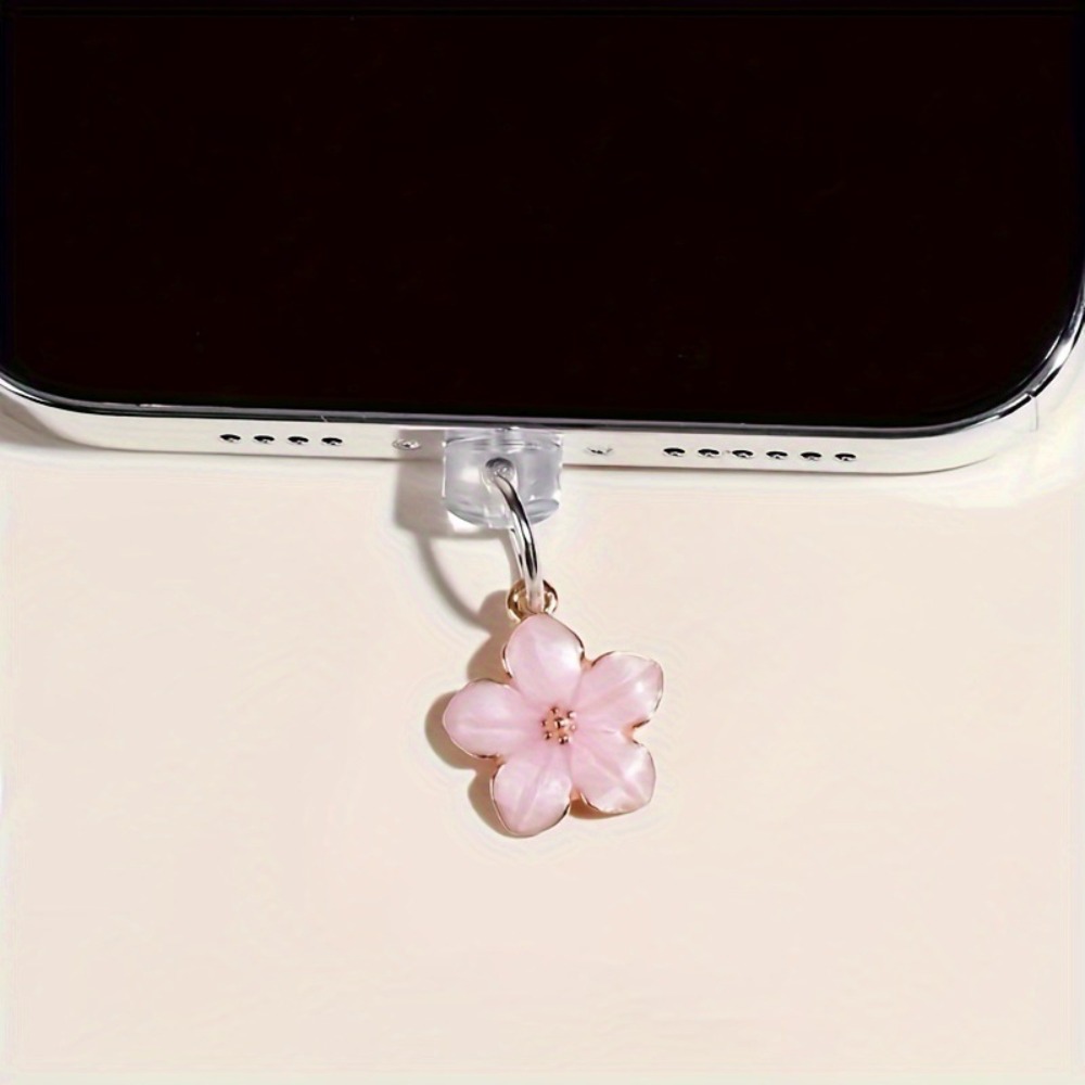 Phone Accessories Aesthetic - Rosa Sakura Handy-Staubschutz Kirschblüten-Blumenanhänger Niedlicher Ästhetischer