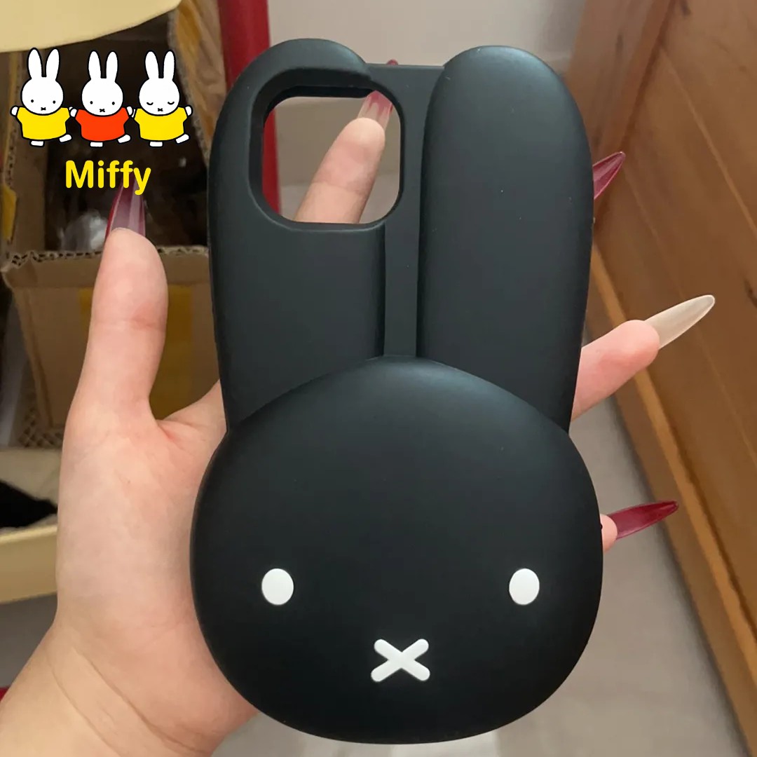 Phone Accessories Images - Miffy Kaninchen Schwarze Silikon-Handyhülle Cartoon Große