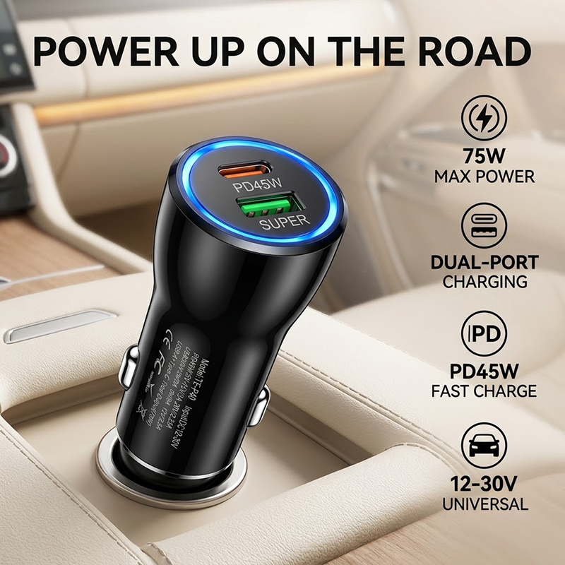 Phone Accessories Charger - Dual-Port 45W USB-C Autoladegerät PD QC3.0