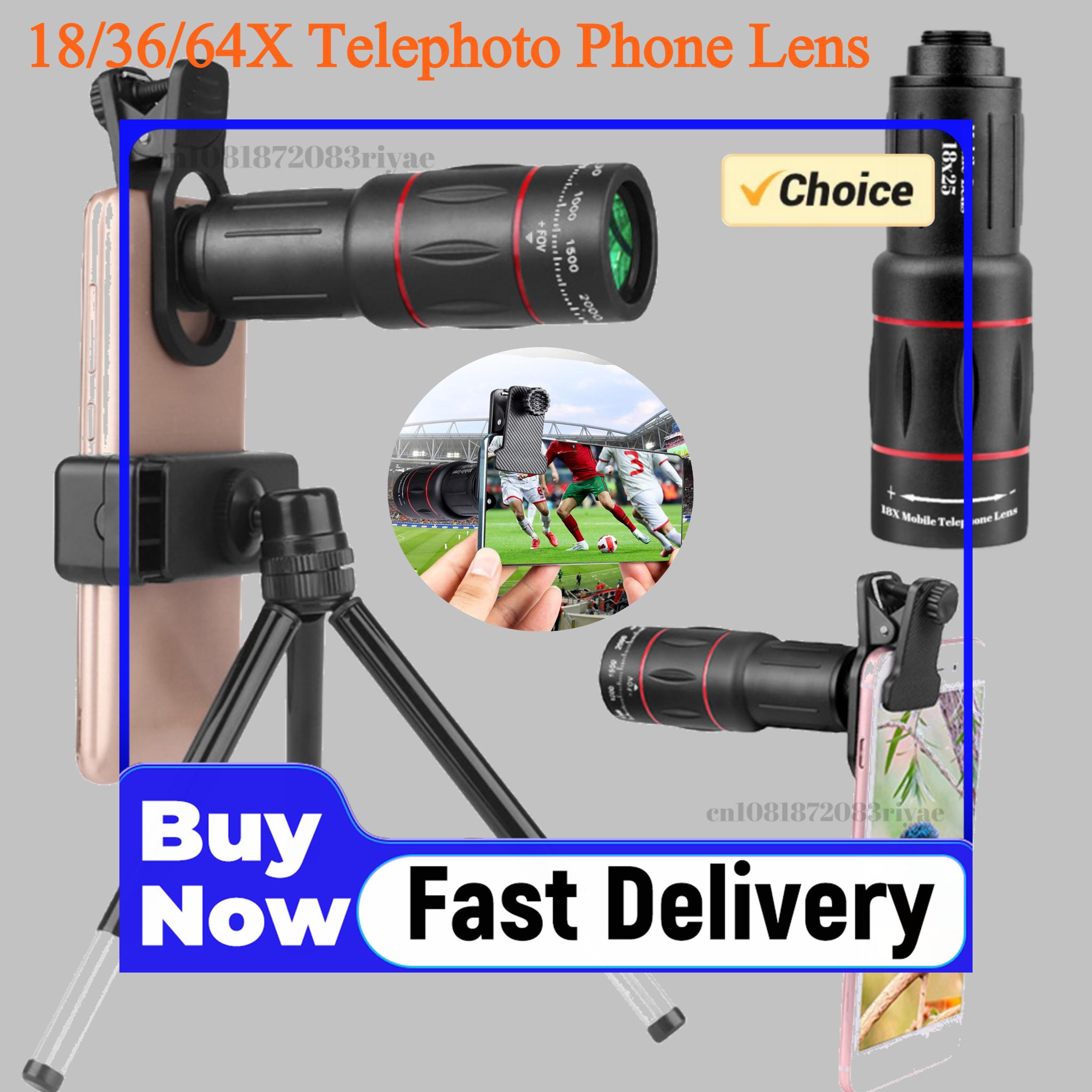 Lens Camera Clip - 18/36/64X Teleobjektiv für Smartphones mit Stativ/Handyhalterung