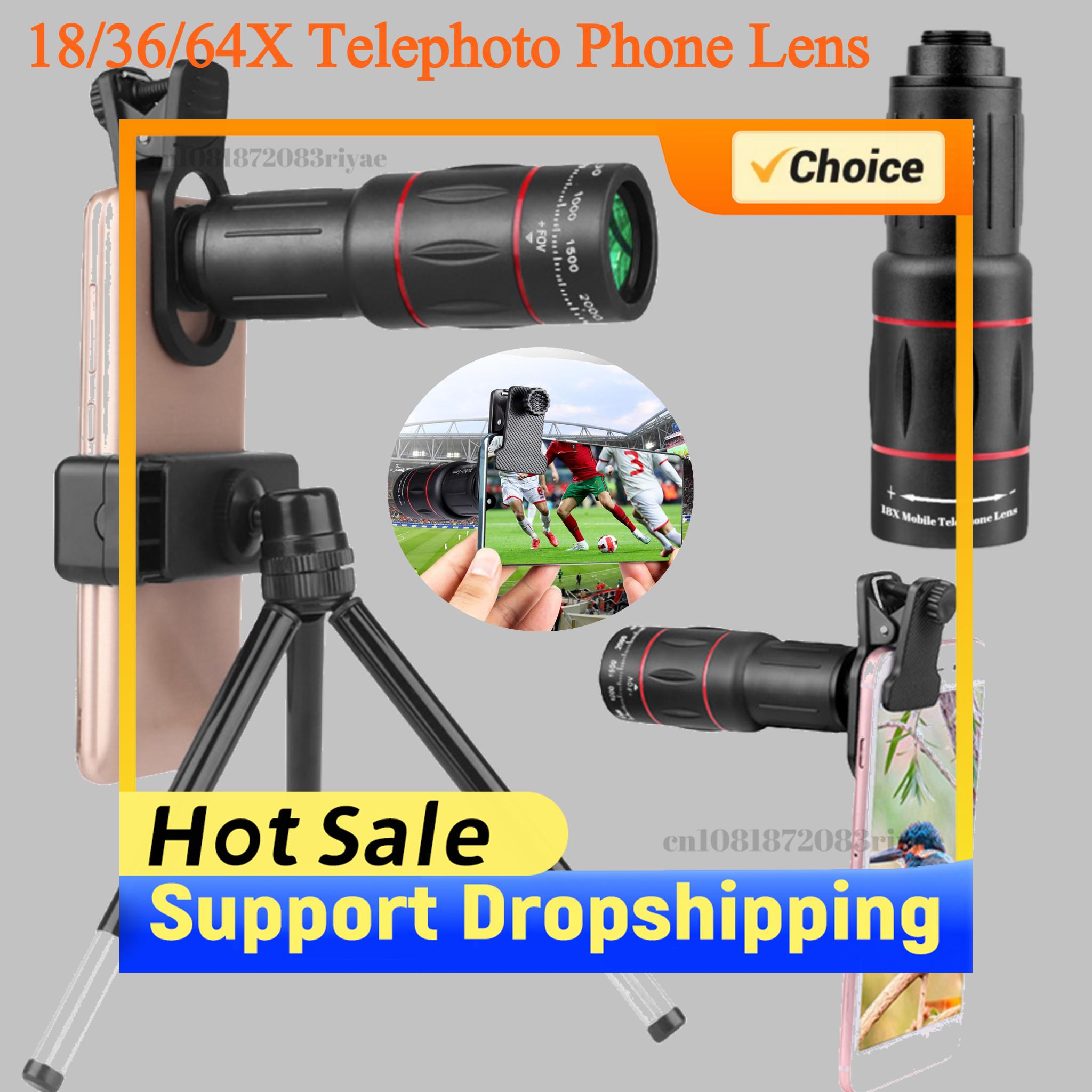 Lens Camera Clip - 18/36/64X Handy-Kameraobjektiv-Set, Clip-On Zoom-Teleobjektiv für Smartphones,