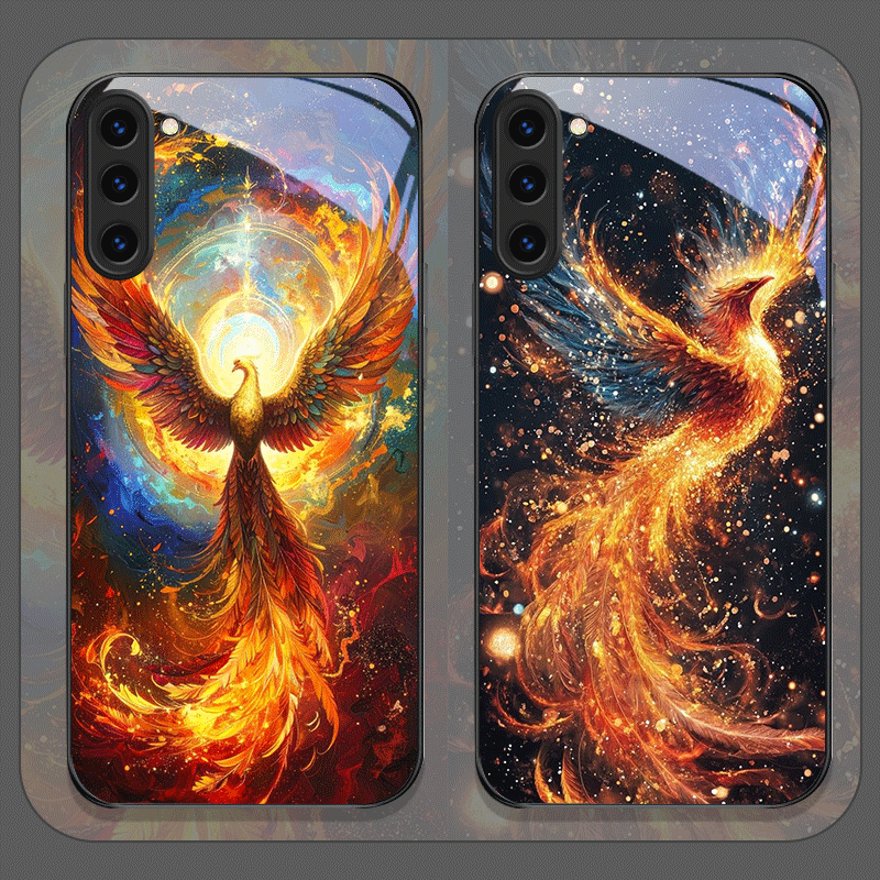 Phone Accessories Aesthetic - Ästhetische Phoenix Feuer Feder Muster gehärtetes