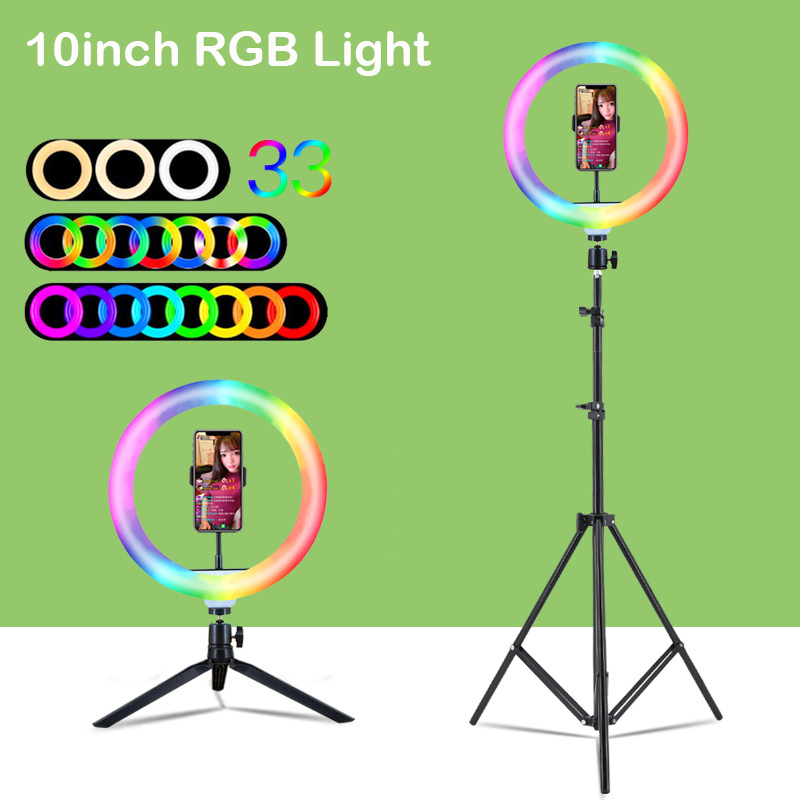 Selfie Stick Tripod - 10 Zoll (26 cm) RGB-Ringlicht mit