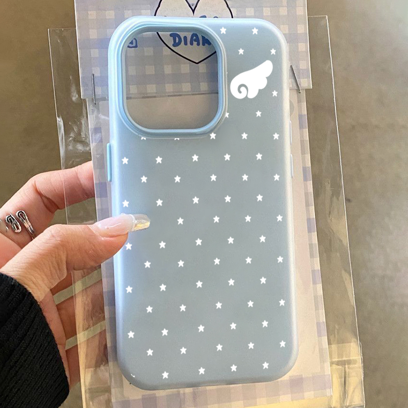 Phone Accessories Aesthetic - Koreanische Niedliche Ästhetik Stern-Engelsflügel 2-in-1 Handyhülle