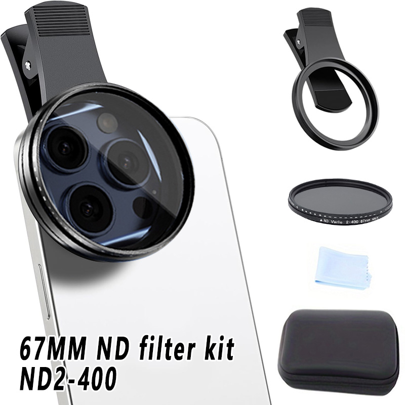 Lens Camera Clip - 67 mm Clip-on ND2-400 Telefonkamera-Objektivfilter-Set, verstellbarer