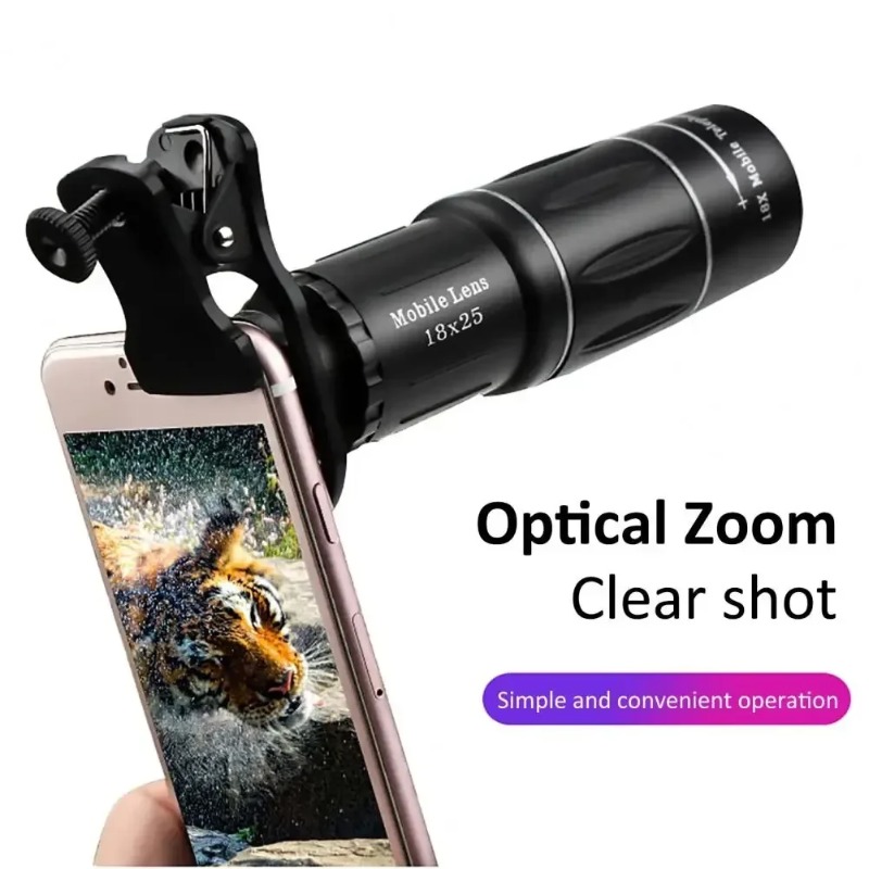 Lens Camera Clip - Universelles 18-fach Vergrößerungs-Teleobjektiv zum Aufstecken für