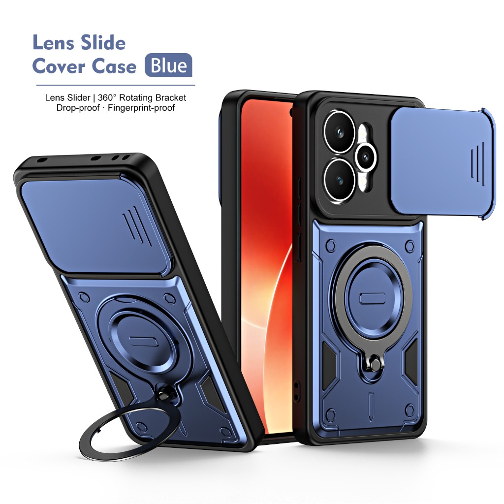 Phone Kickstand Ring - Stoßfeste Handyhülle mit Schiebe-Kameraabdeckung 360° °